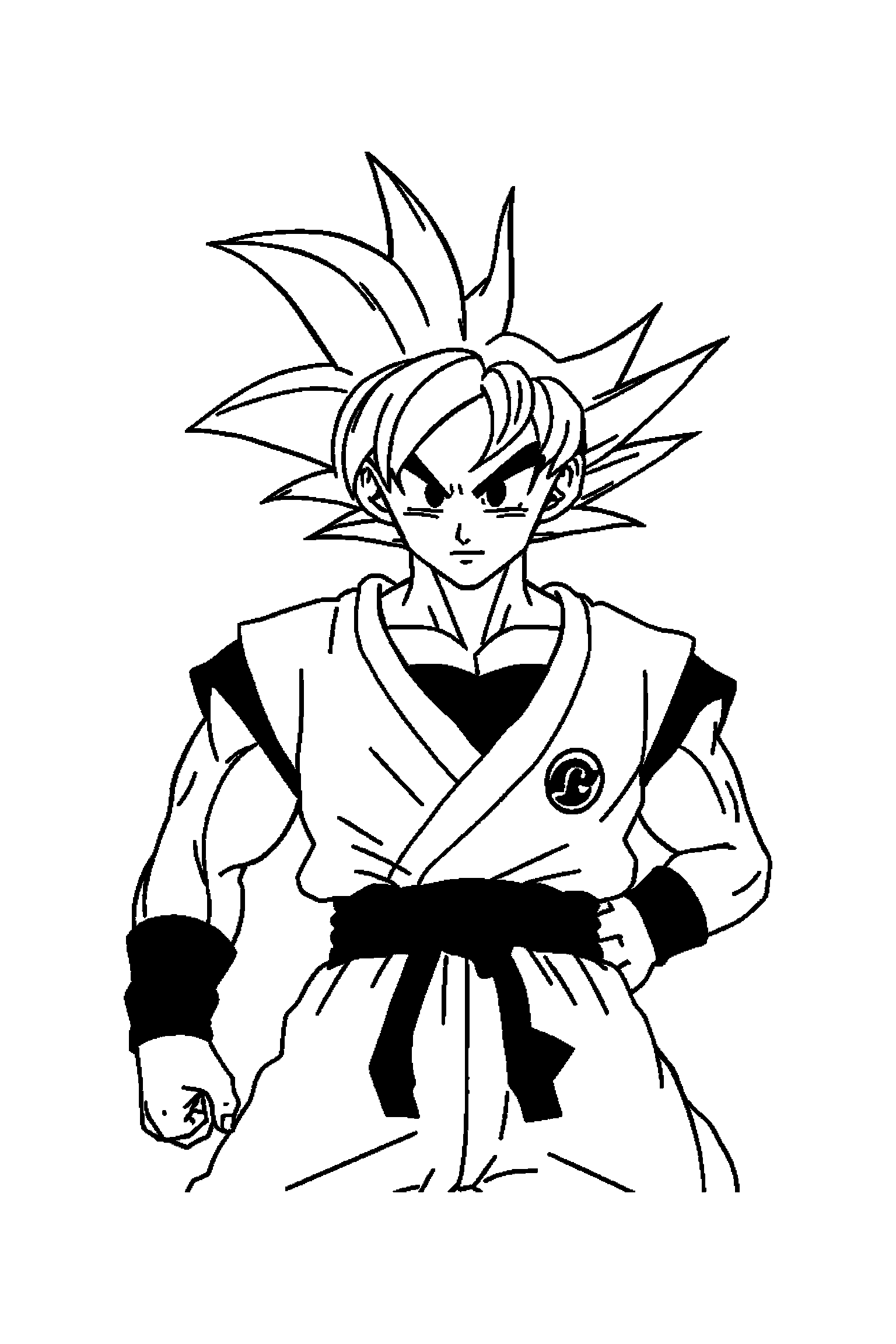 Coloriage Dragon Ball gratuit à imprimer - Goku assis qui sourit de tout son cœur Coloriage Dragon Ball gratuit à imprimer : Goku assis qui sourit de tout son cœur