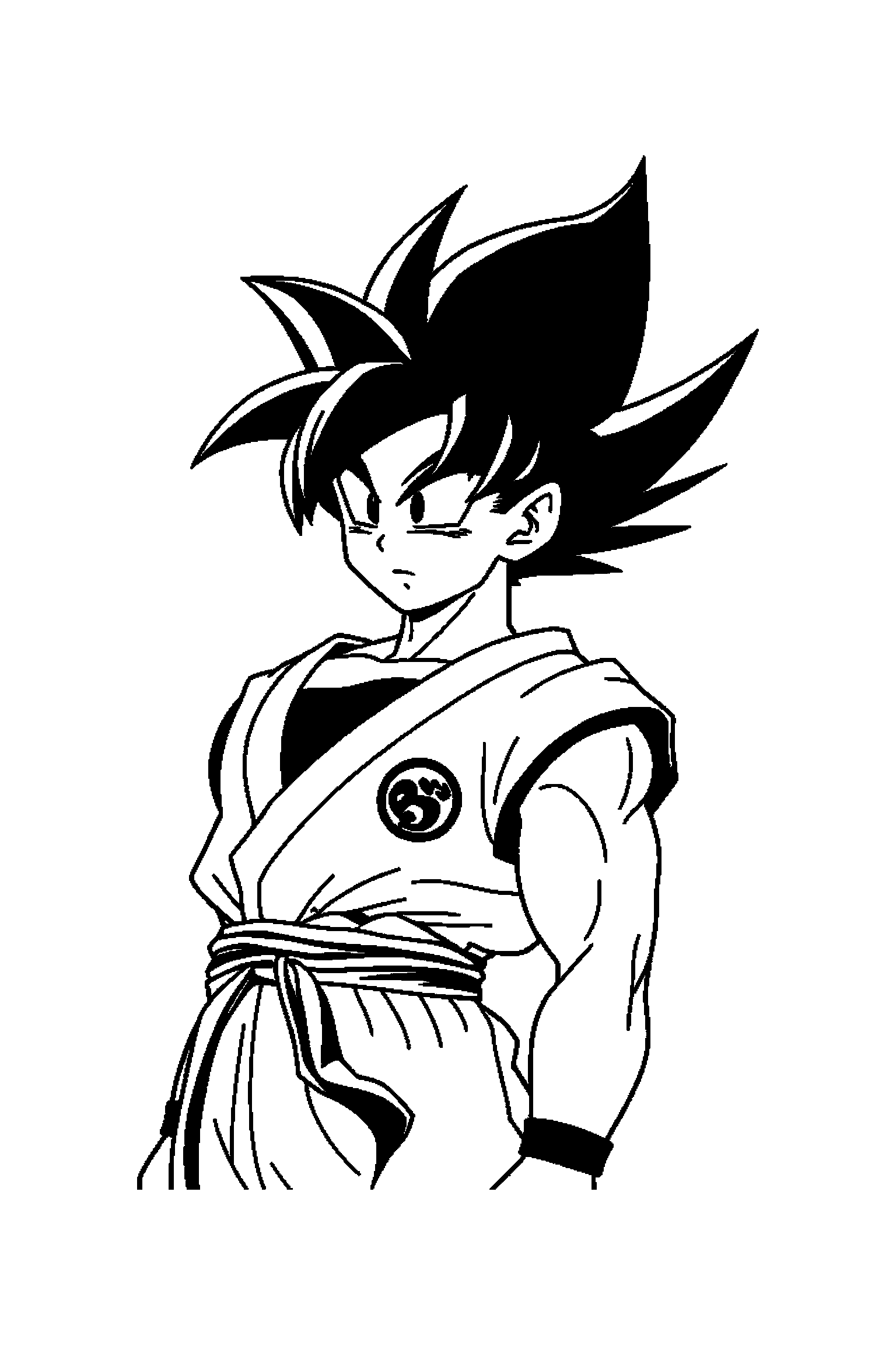 Coloriage Dragon Ball gratuit à imprimer - un guerrier saiyan devant une ceinture Coloriage Dragon Ball gratuit à imprimer : un guerrier saiyan devant une ceinture