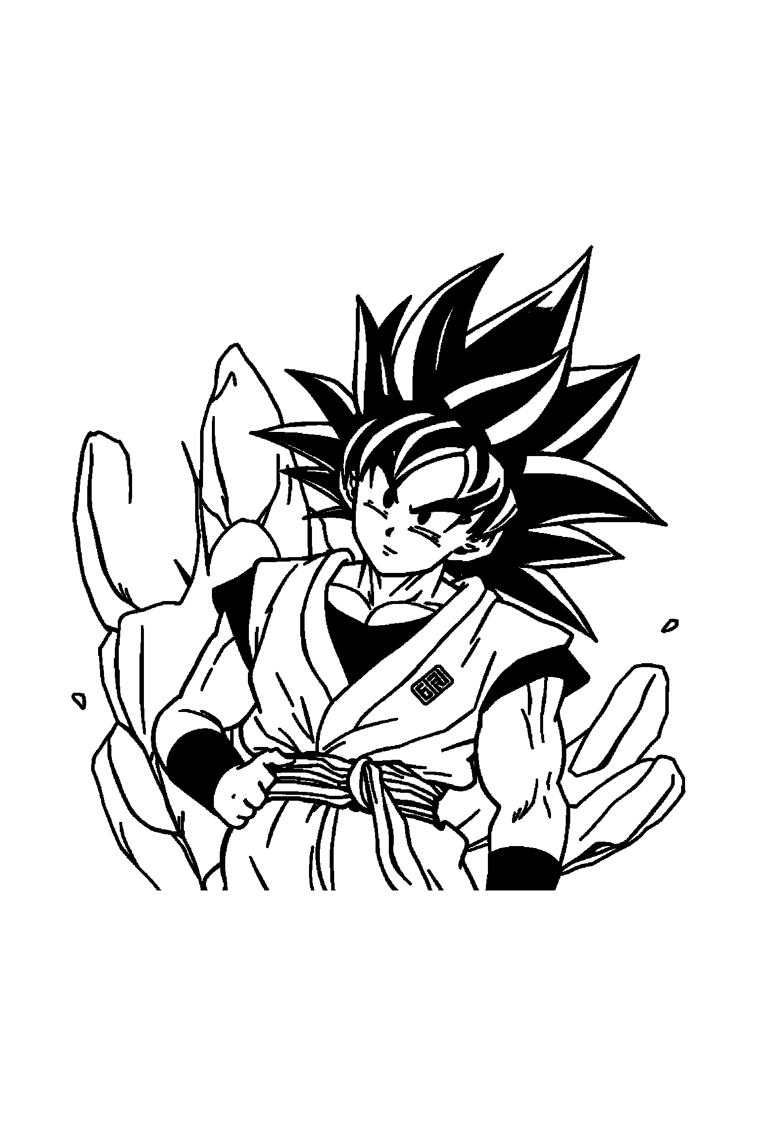 Coloriage Dragon Ball gratuit à imprimer - Goku debout avec une posture simple et lisible Coloriage Dragon Ball gratuit à imprimer : Goku debout avec une posture simple et lisible