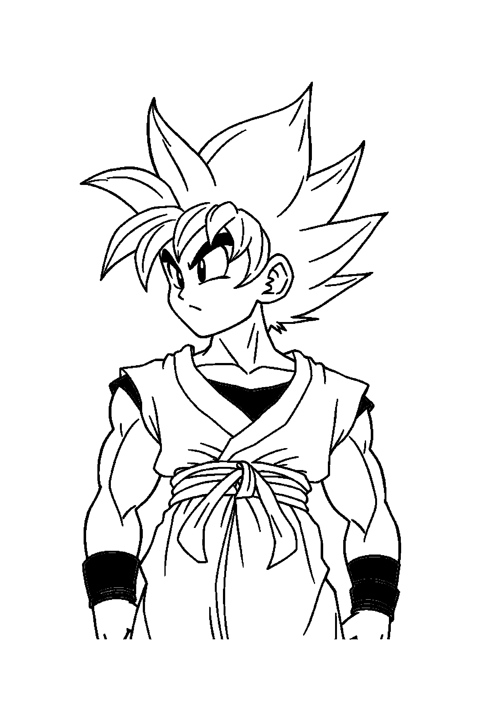 Coloriage Dragon Ball gratuit à imprimer - Gohan souriant devant un grand motif nuages Coloriage Dragon Ball gratuit à imprimer : Gohan souriant devant un grand motif nuages