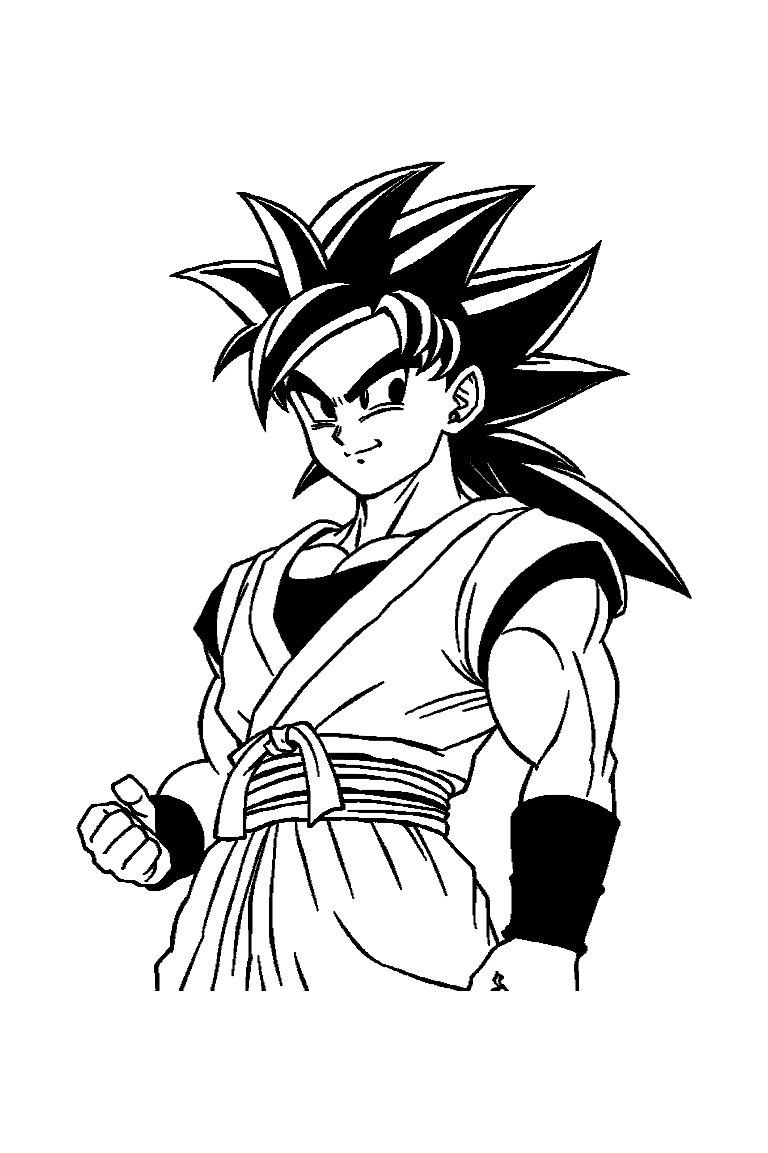 Coloriage Dragon Ball gratuit à imprimer - un guerrier saiyan qui marche calmement Coloriage Dragon Ball gratuit à imprimer : un guerrier saiyan qui marche calmement