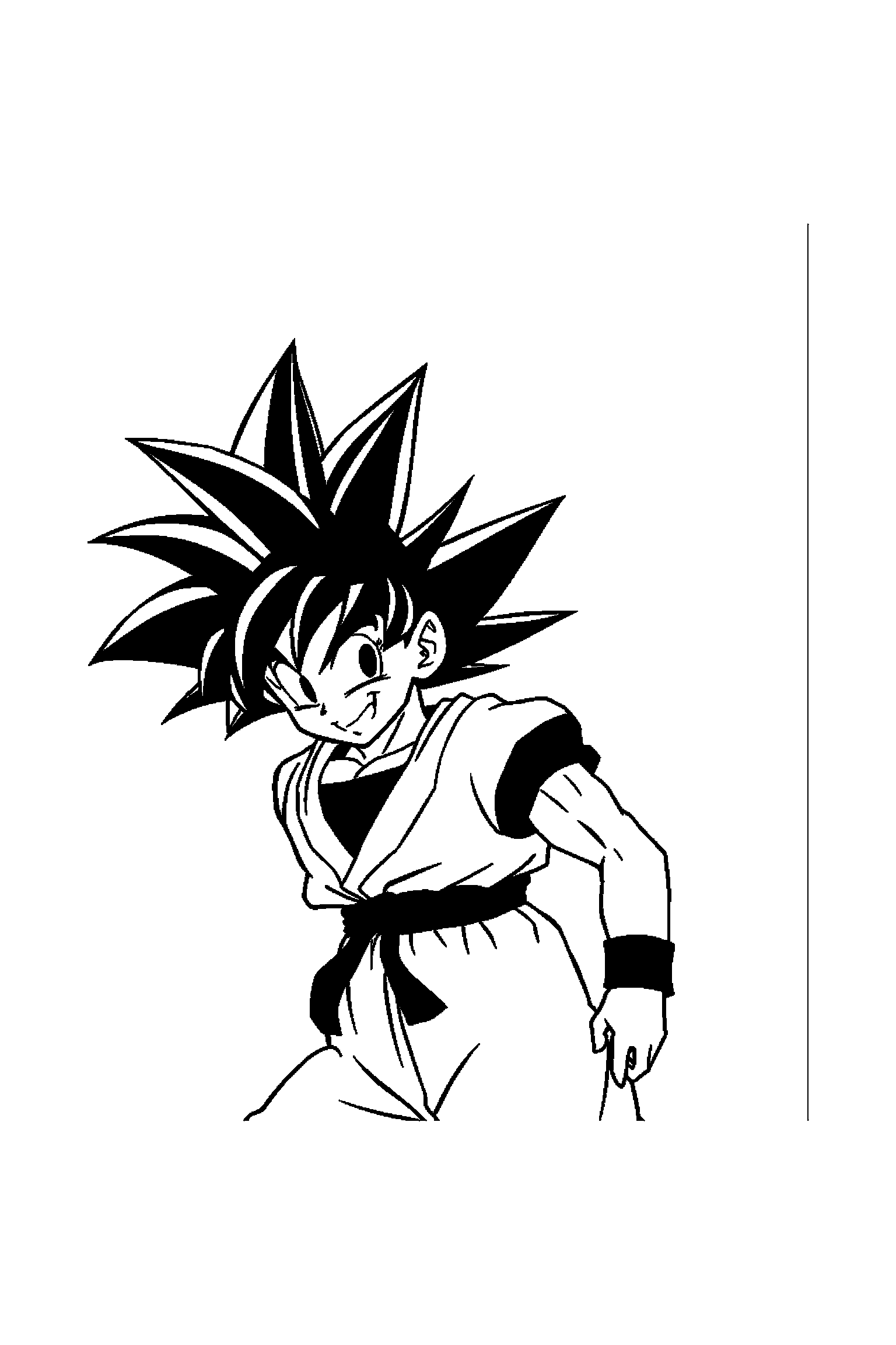 Coloriage Dragon Ball gratuit à imprimer - Goku dans une pose héroïque facile Coloriage Dragon Ball gratuit à imprimer : Goku dans une pose héroïque facile