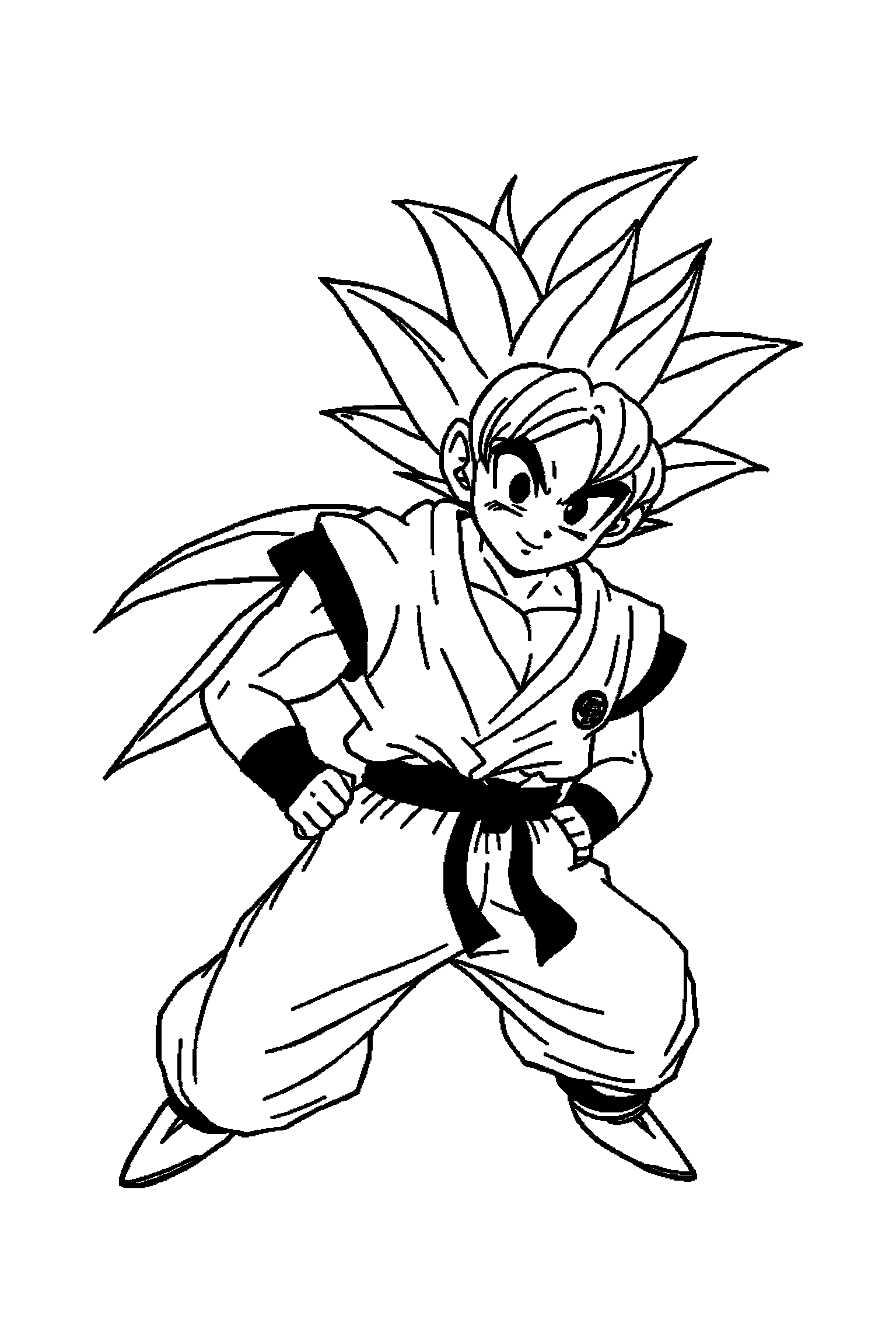 Coloriage Dragon Ball gratuit à imprimer - Gohan entouré de grands contours arrondis Coloriage Dragon Ball gratuit à imprimer : Gohan entouré de grands contours arrondis