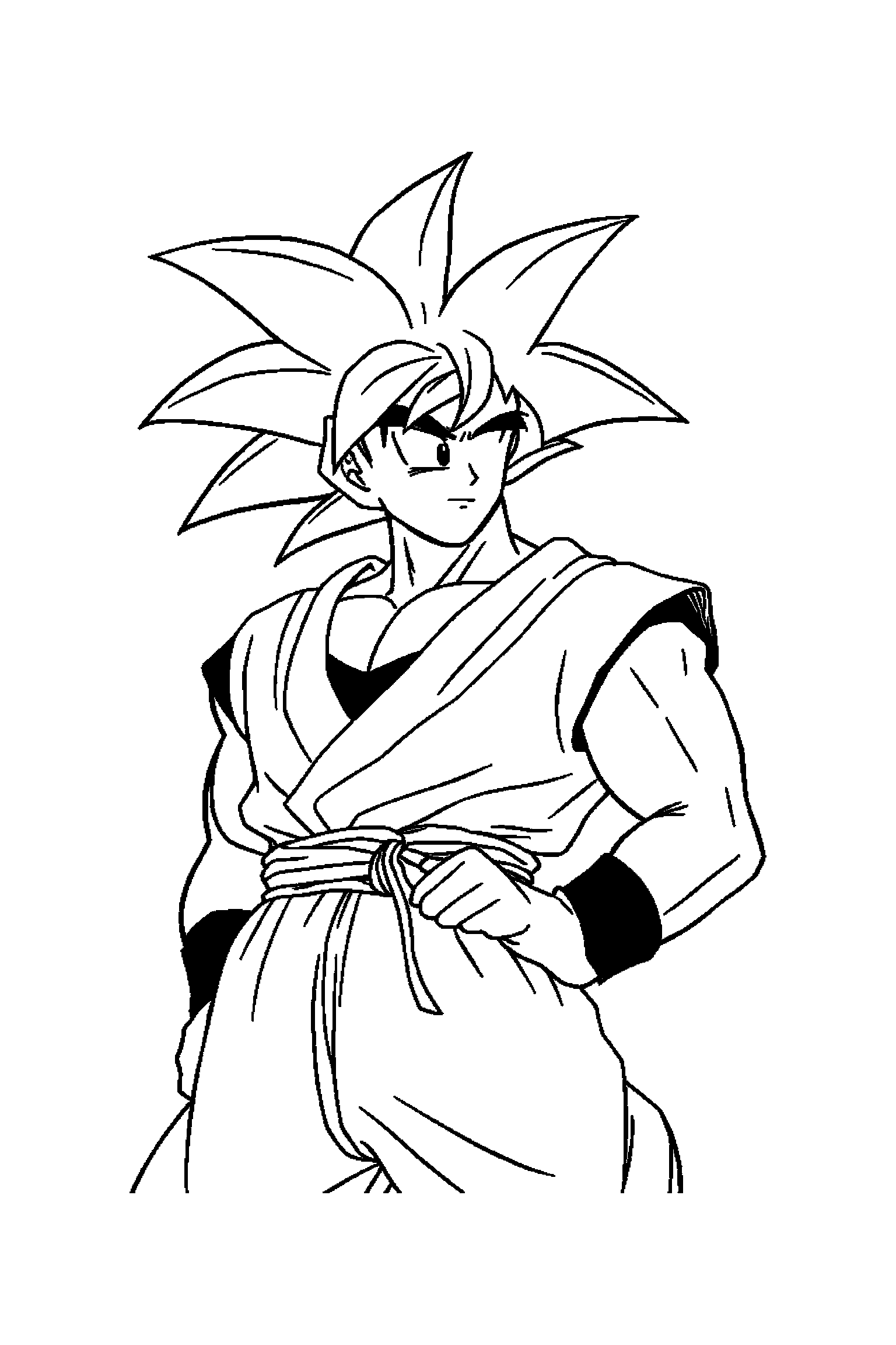 Coloriage Dragon Ball gratuit à imprimer - Goku qui lève le bras dans une pose anatomique claire Coloriage Dragon Ball gratuit à imprimer : Goku qui lève le bras dans une pose anatomique claire