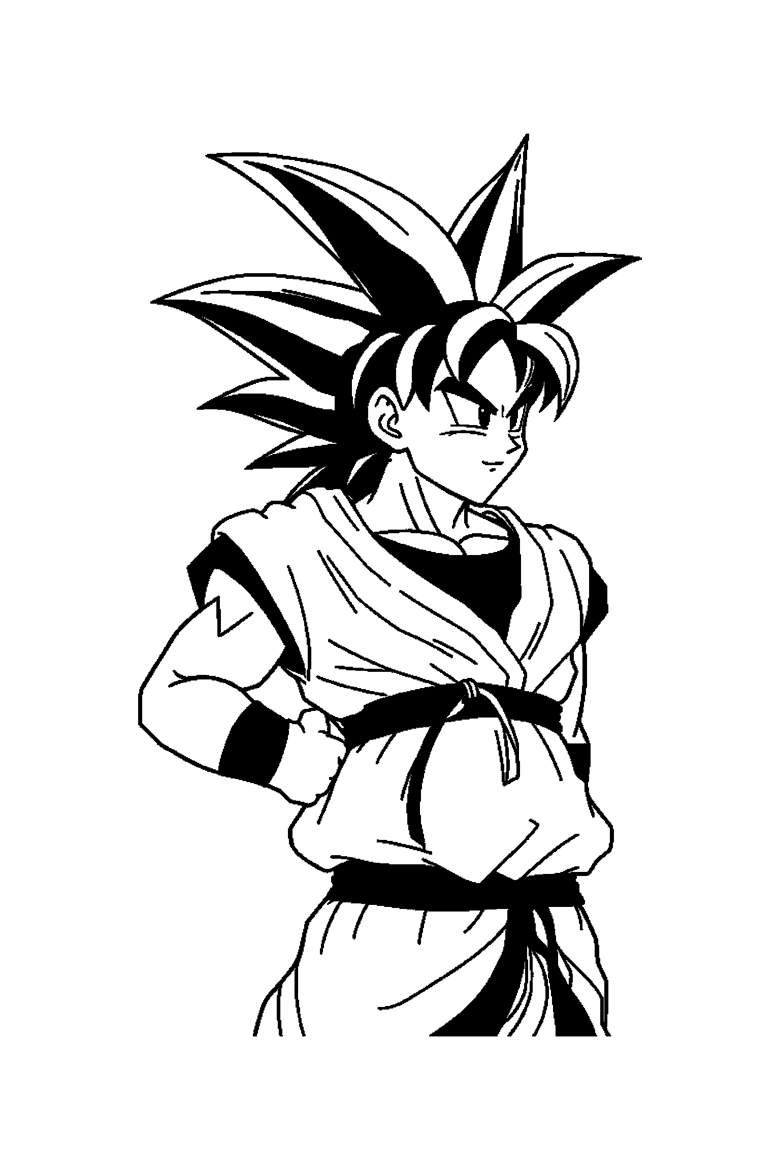 Coloriage Dragon Ball gratuit à imprimer - Gohan au centre avec nuages en arrière-plan Coloriage Dragon Ball gratuit à imprimer : Gohan au centre avec nuages en arrière-plan