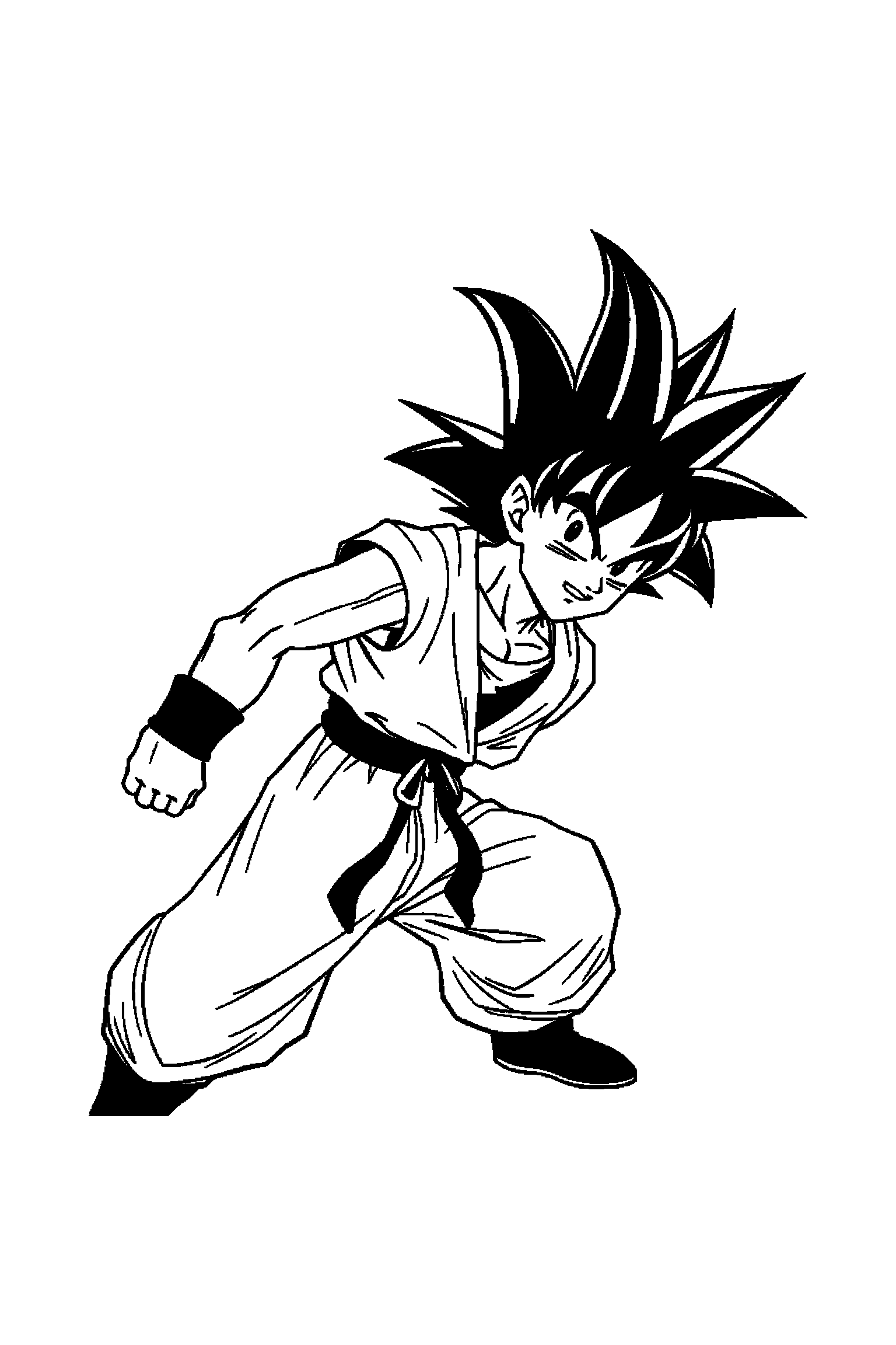 Coloriage Dragon Ball gratuit à imprimer - un guerrier saiyan dans une pose de profil simple Coloriage Dragon Ball gratuit à imprimer : un guerrier saiyan dans une pose de profil simple