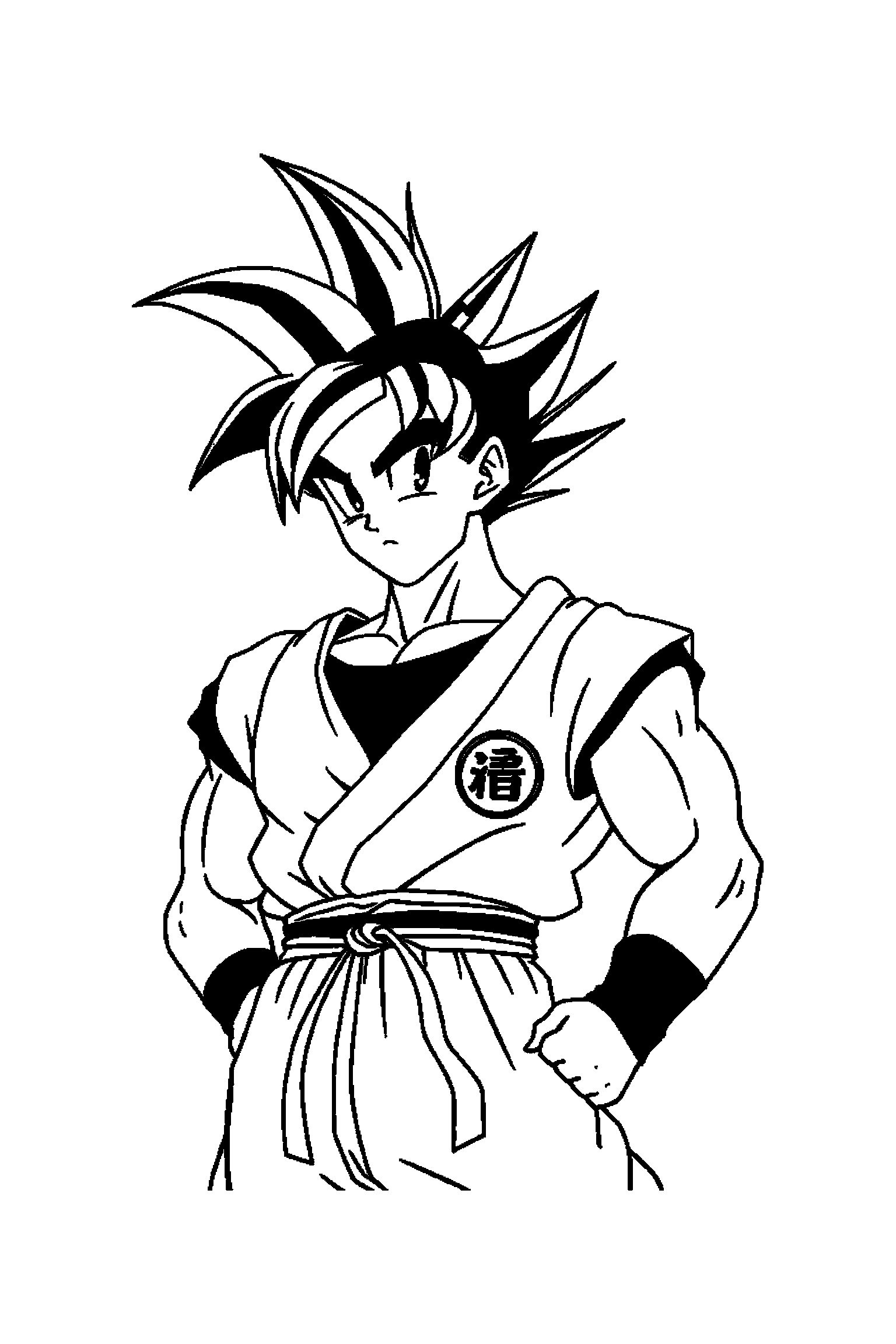 Coloriage Dragon Ball gratuit à imprimer - Goku avec un accessoire facile à colorier Coloriage Dragon Ball gratuit à imprimer : Goku avec un accessoire facile à colorier