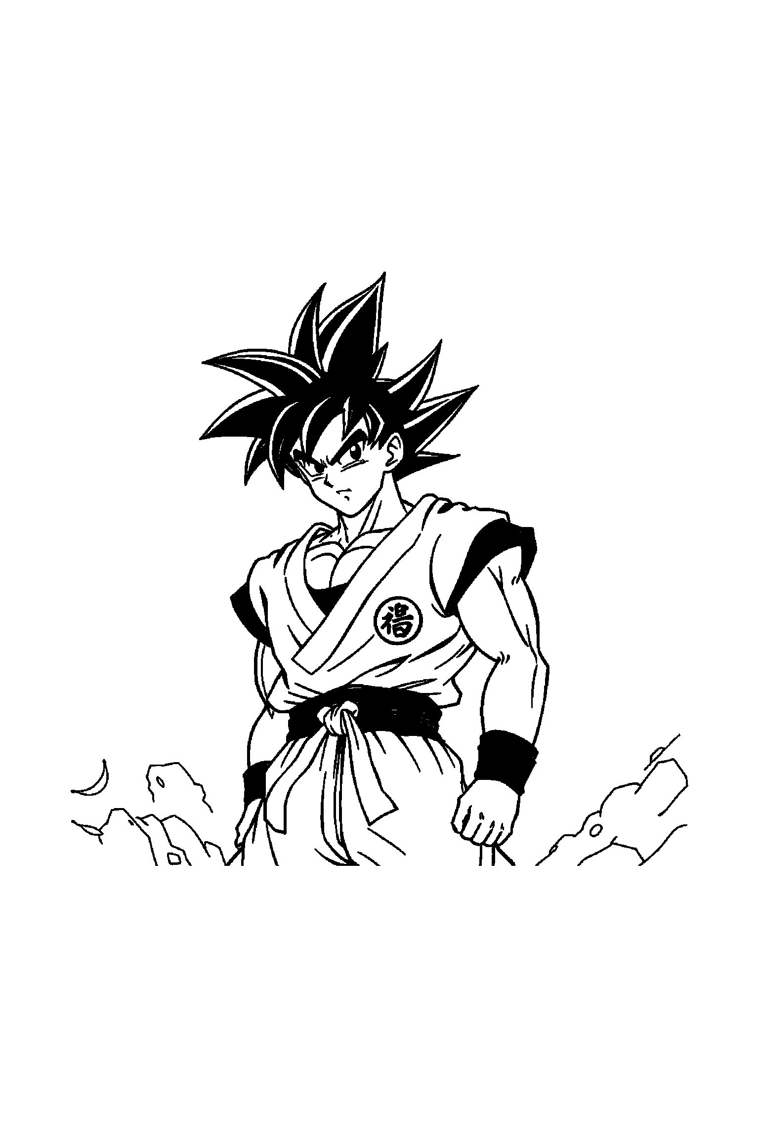 Coloriage Dragon Ball gratuit à imprimer - un guerrier saiyan avec deux accessoires à colorier Coloriage Dragon Ball gratuit à imprimer : un guerrier saiyan avec deux accessoires à colorier
