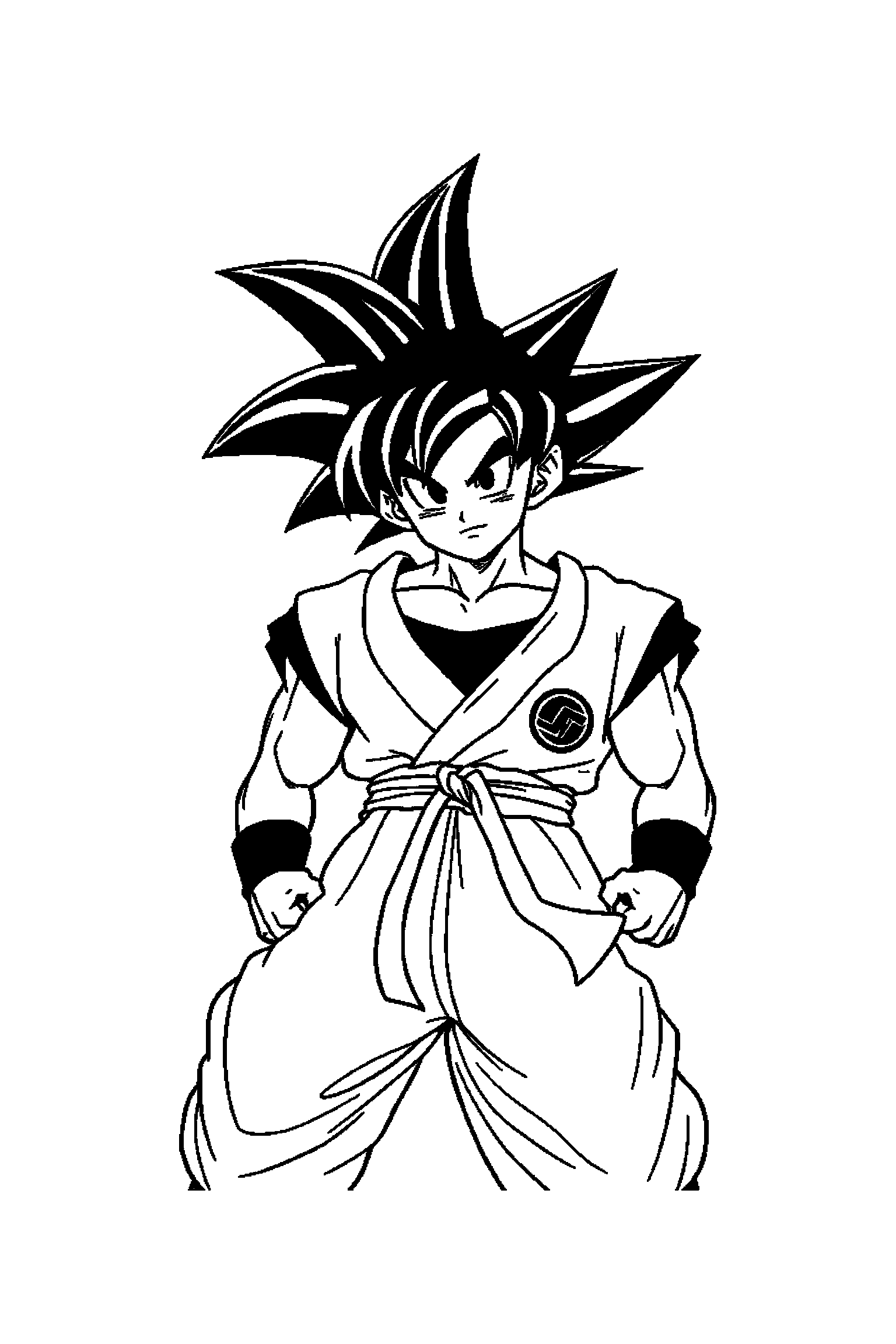 Coloriage Dragon Ball gratuit à imprimer - Goku devant un fond décoré avec boules étoilées Coloriage Dragon Ball gratuit à imprimer : Goku devant un fond décoré avec boules étoilées