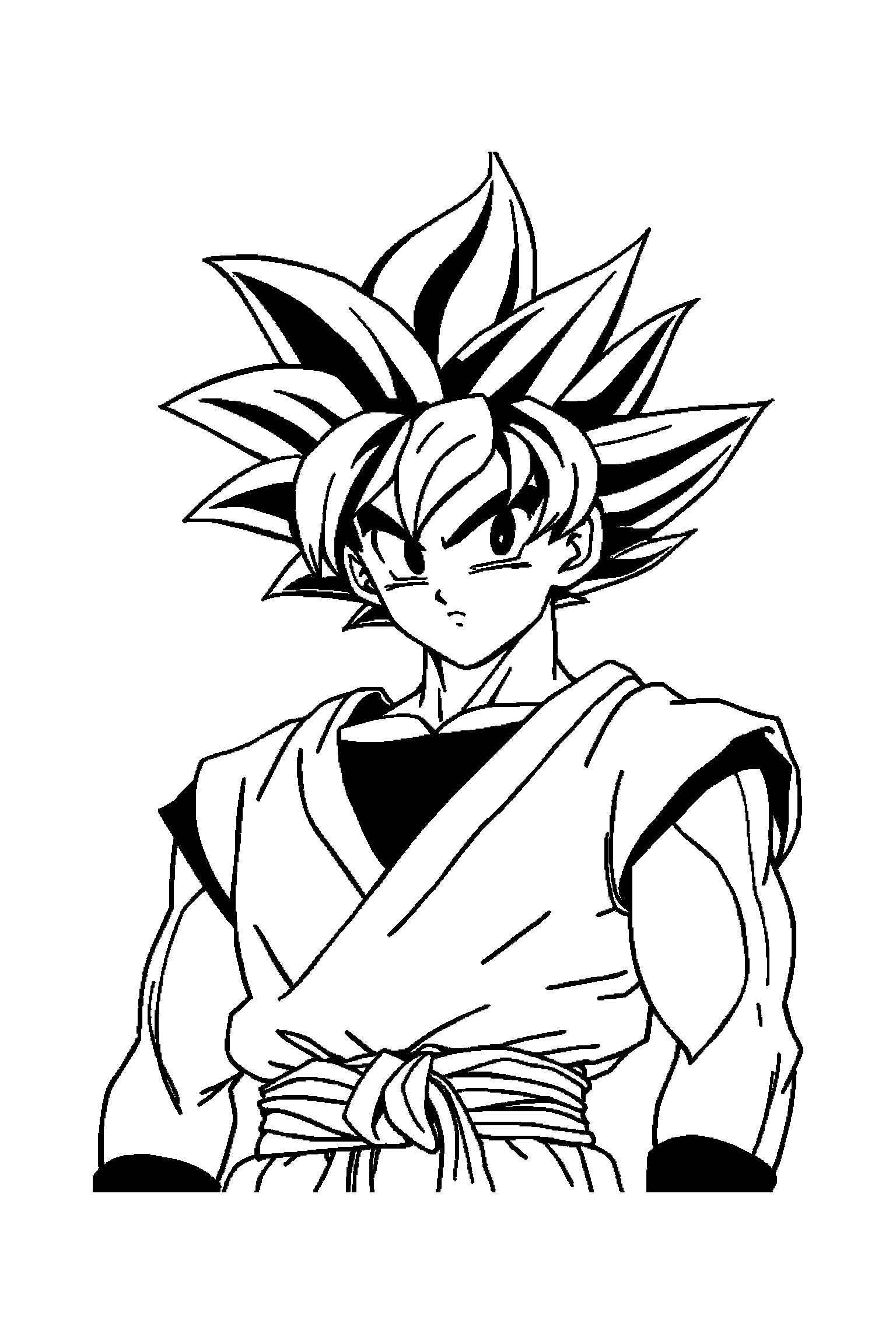 Coloriage Dragon Ball gratuit à imprimer - Vegeta avec un bâton sur un fond clair Coloriage Dragon Ball gratuit à imprimer : Vegeta avec un bâton sur un fond clair