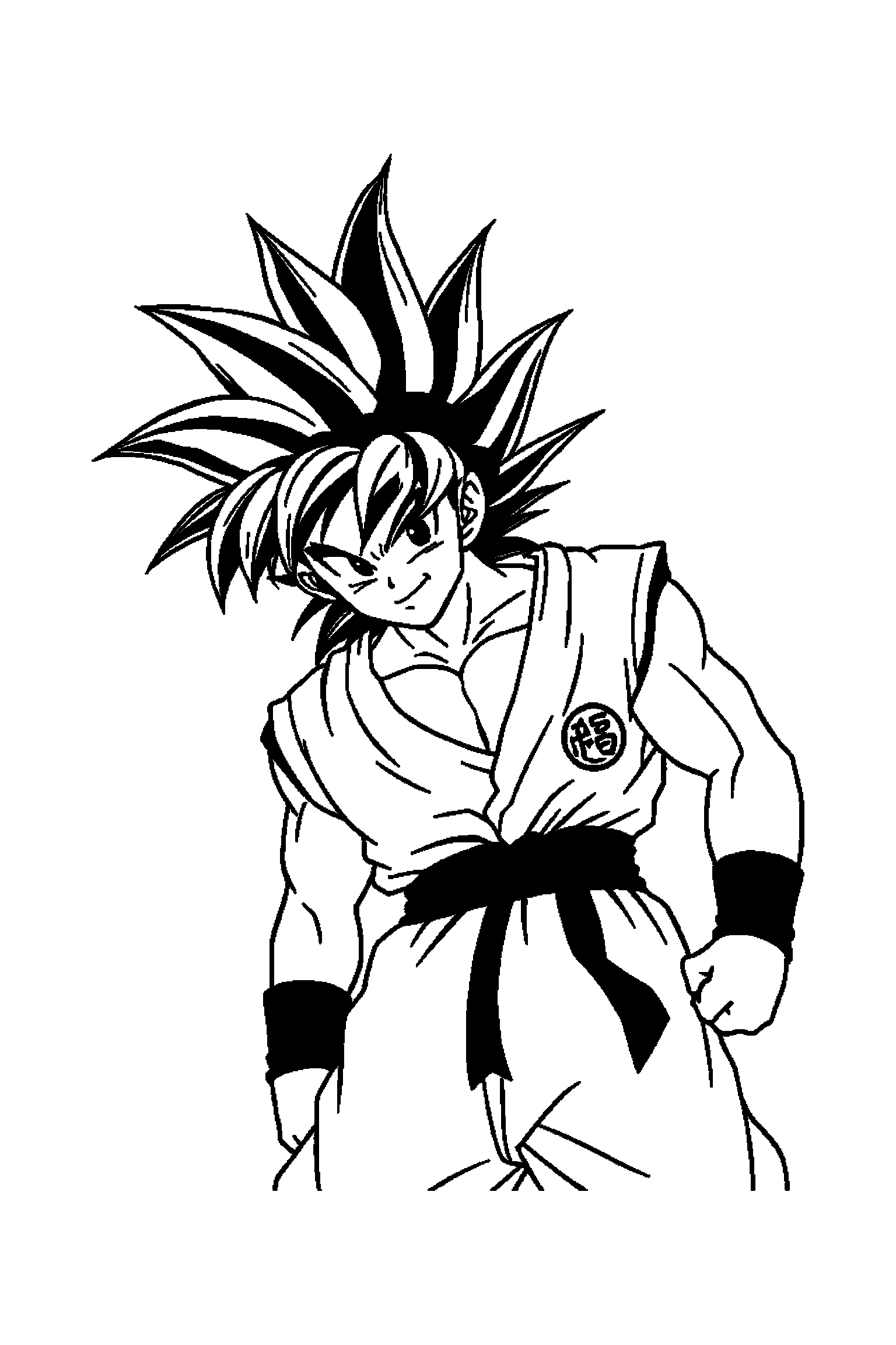 Coloriage Dragon Ball gratuit à imprimer - Gohan en mouvement avec des lignes simples Coloriage Dragon Ball gratuit à imprimer : Gohan en mouvement avec des lignes simples