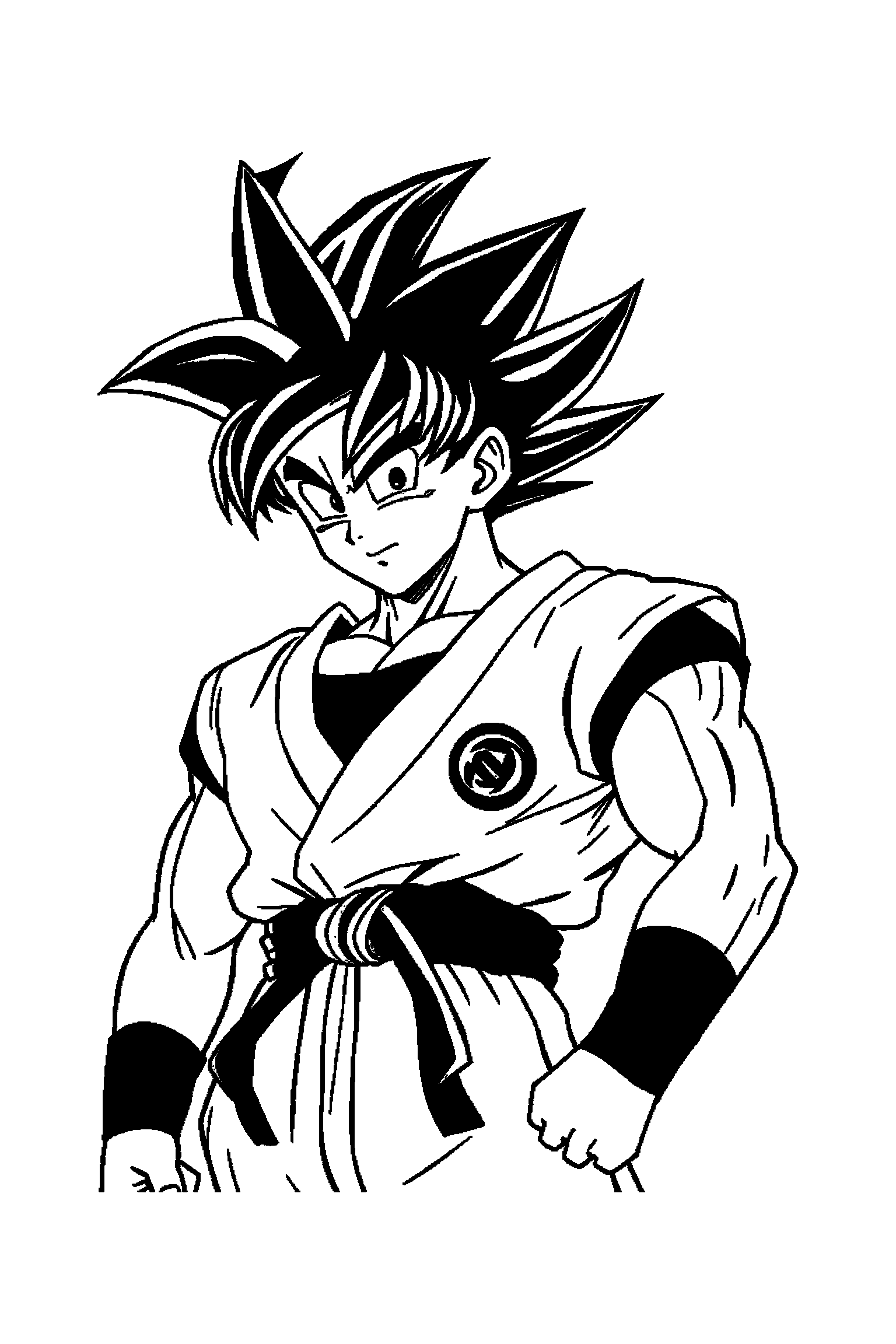 Coloriage Dragon Ball gratuit à imprimer - un guerrier saiyan avec une ceinture, rochers et arrière-plan complet Coloriage Dragon Ball gratuit à imprimer : un guerrier saiyan avec une ceinture, rochers et arrière-plan complet