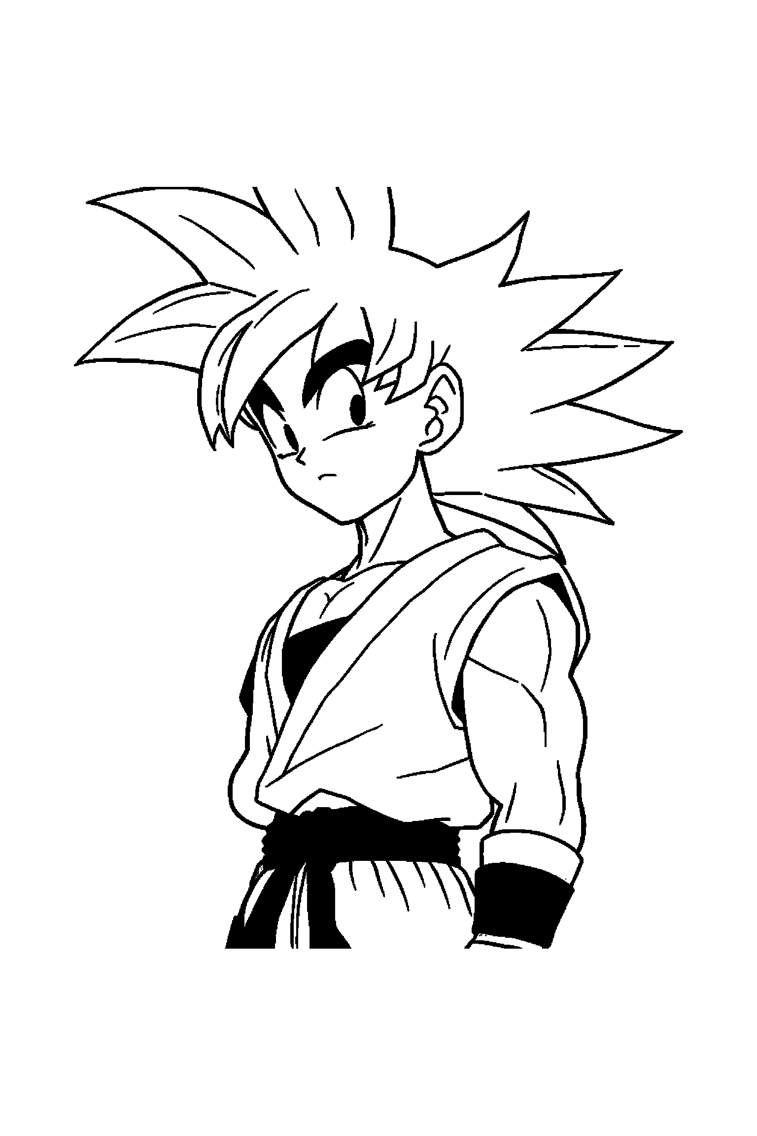 Coloriage Dragon Ball gratuit à imprimer - Gohan dans une scène verticale avec un nuage Coloriage Dragon Ball gratuit à imprimer : Gohan dans une scène verticale avec un nuage