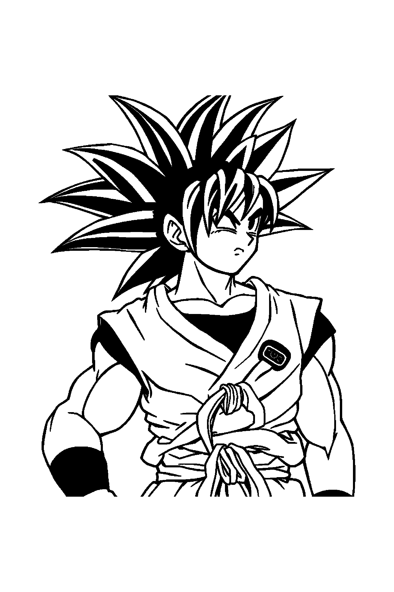 Coloriage Dragon Ball gratuit à imprimer - grand coloriage détaillé de un guerrier saiyan avec rochers Coloriage Dragon Ball gratuit à imprimer : grand coloriage détaillé de un guerrier saiyan avec rochers