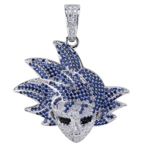 Collier Goku Bleuté Dragon Ball Z en Plaqué Argent