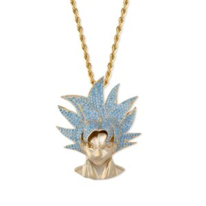 Collier Goku Super Saiyan Dragon Ball Z en Plaqué Argent ou Plaqué Or
