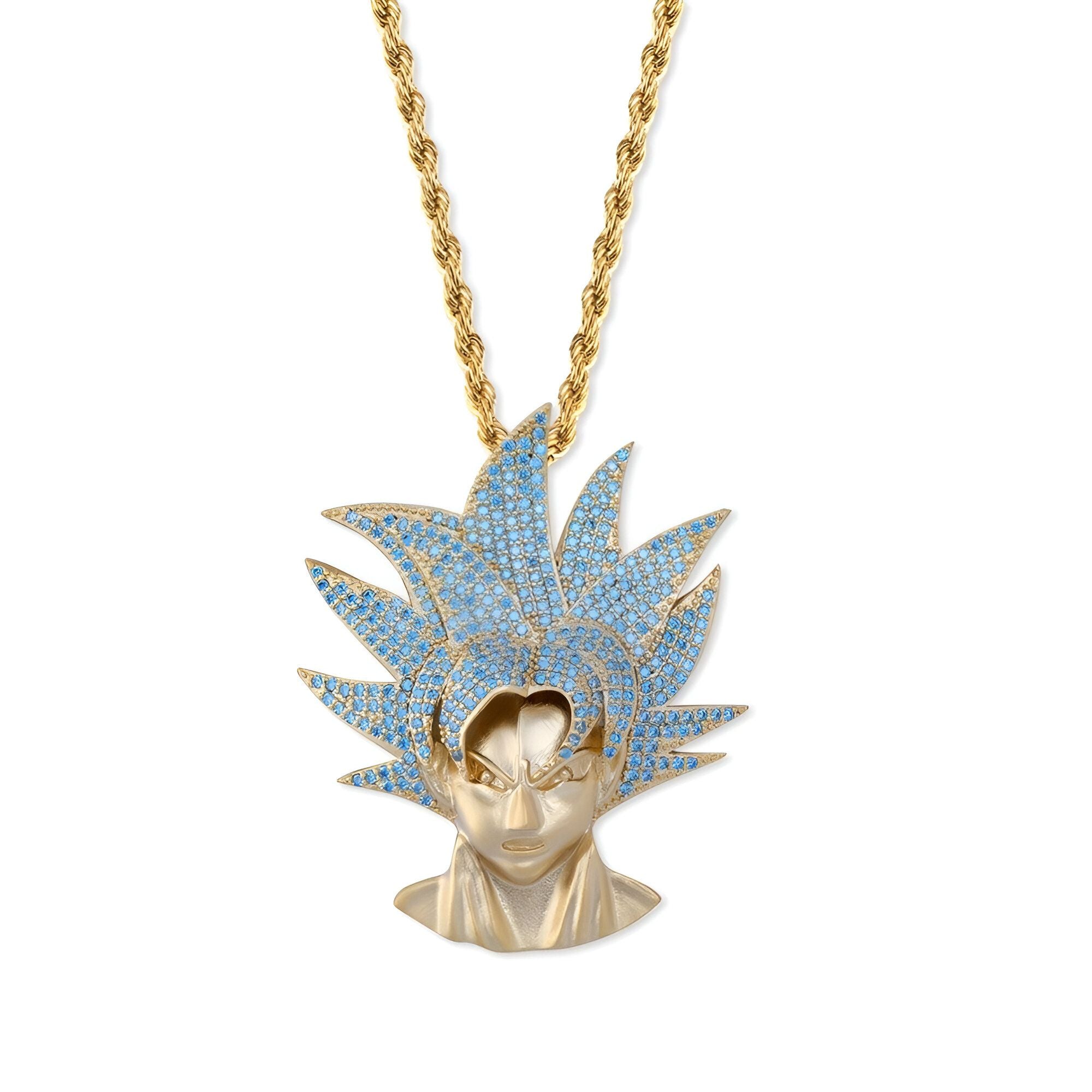 Collier Goku Super Saiyan Dragon Ball Z en Plaqué Argent ou Plaqué Or