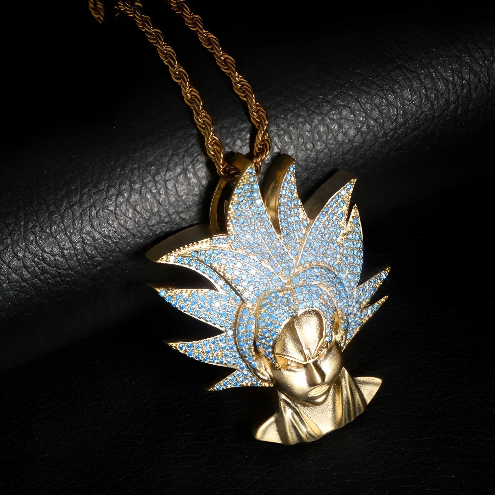 Collier Goku Super Saiyan Dragon Ball Z en Plaqué Argent ou Plaqué Or – Image 3