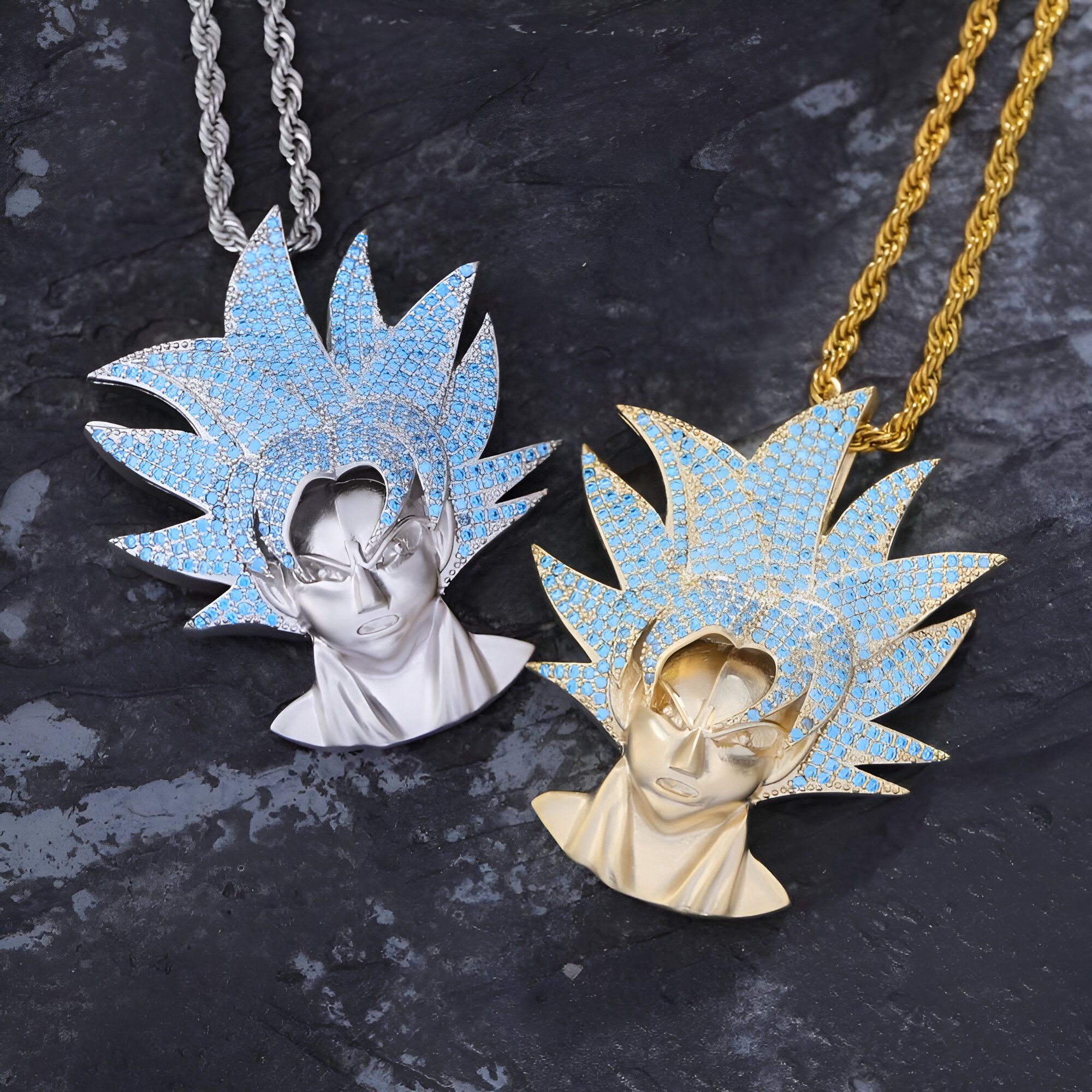 Collier Goku Super Saiyan Dragon Ball Z en Plaqué Argent ou Plaqué Or – Image 6