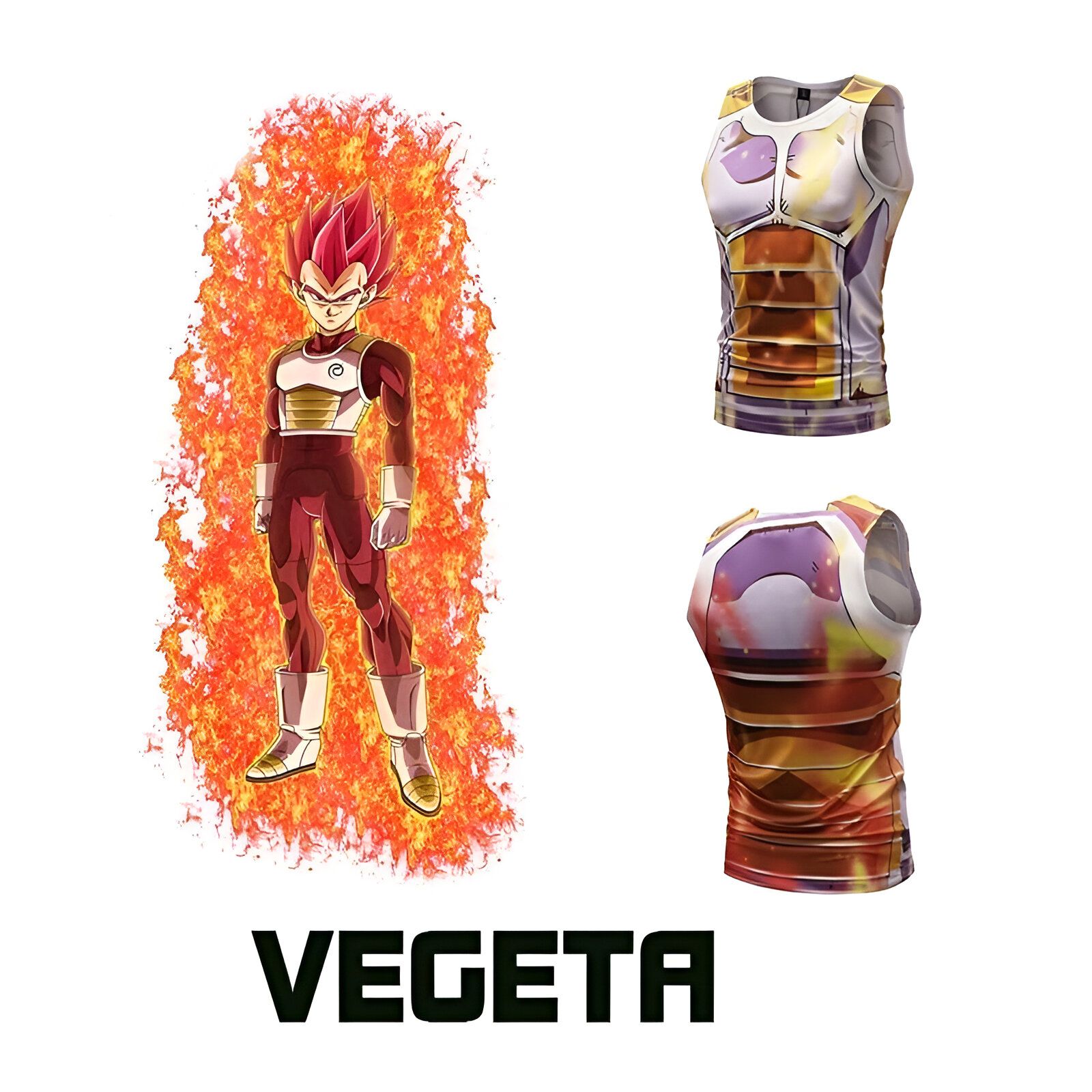 Débardeur Vegeta SSJ God Kaioken jusqu'à 3XL – Image 2