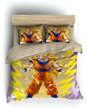 Housse de couette Dragon Ball Z Goku SSJ3, tailles Simple à King