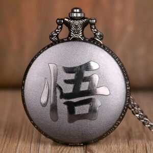 Montre à gousset noire Dragon Ball avec kanji "Go"