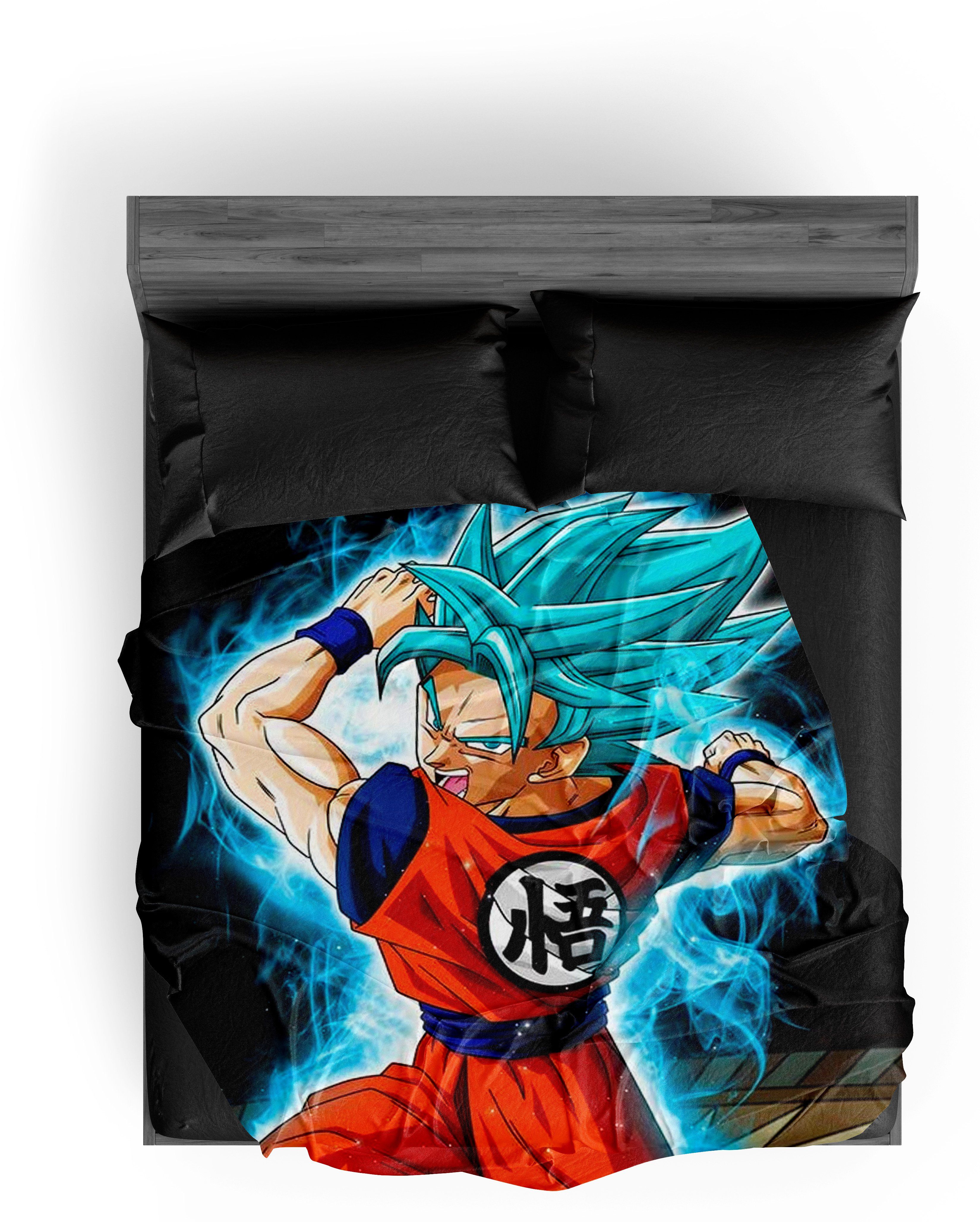 Plaid Dragon Ball Super Goku SSJ Blue 150X200cm – Image 2
