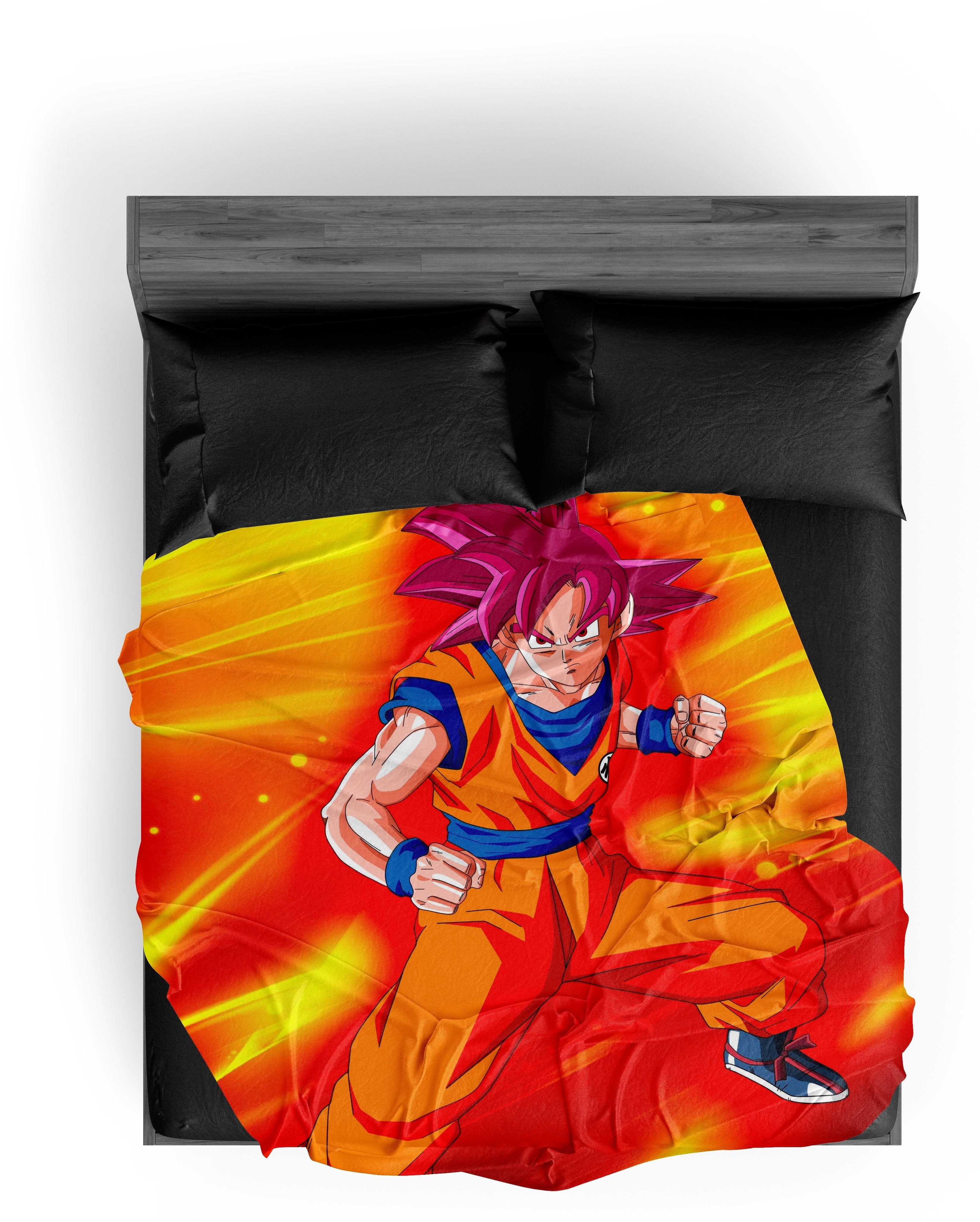 Plaid Dragon Ball Super Goku SSJ God 150X200cm – Image 2