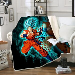 Plaid Dragon Ball Z Goku Blue Pixellisé 150X200cm