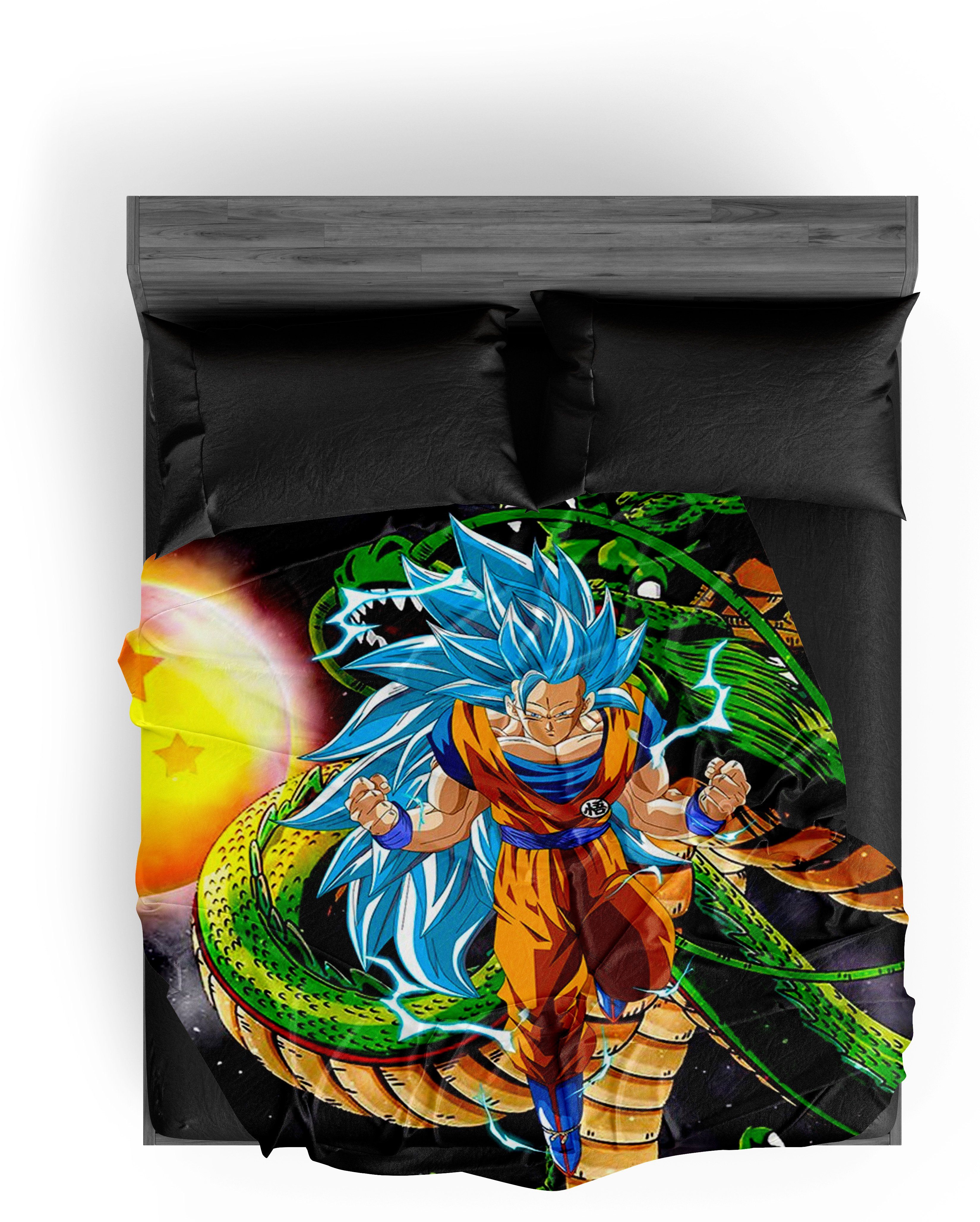 Plaid Dragon Ball Z Goku Blue SSJ3 150X200cm – Image 2