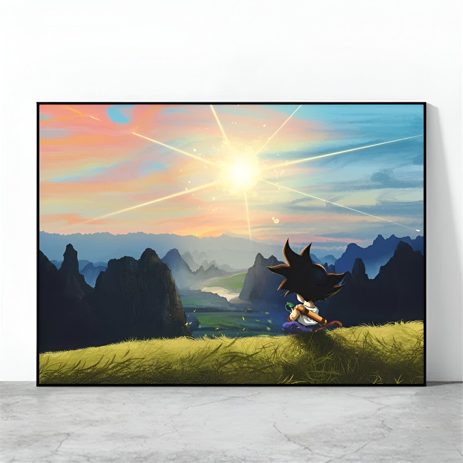 Poster Dragon Ball Goku en petit paysage apaisant