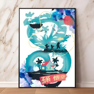 Poster aquarelle Dragon Ball avec Kame House