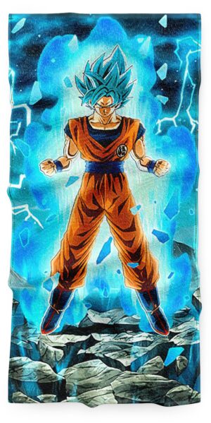 Serviette Dragon Ball Goku Super Saiyan Blue, taille au choix