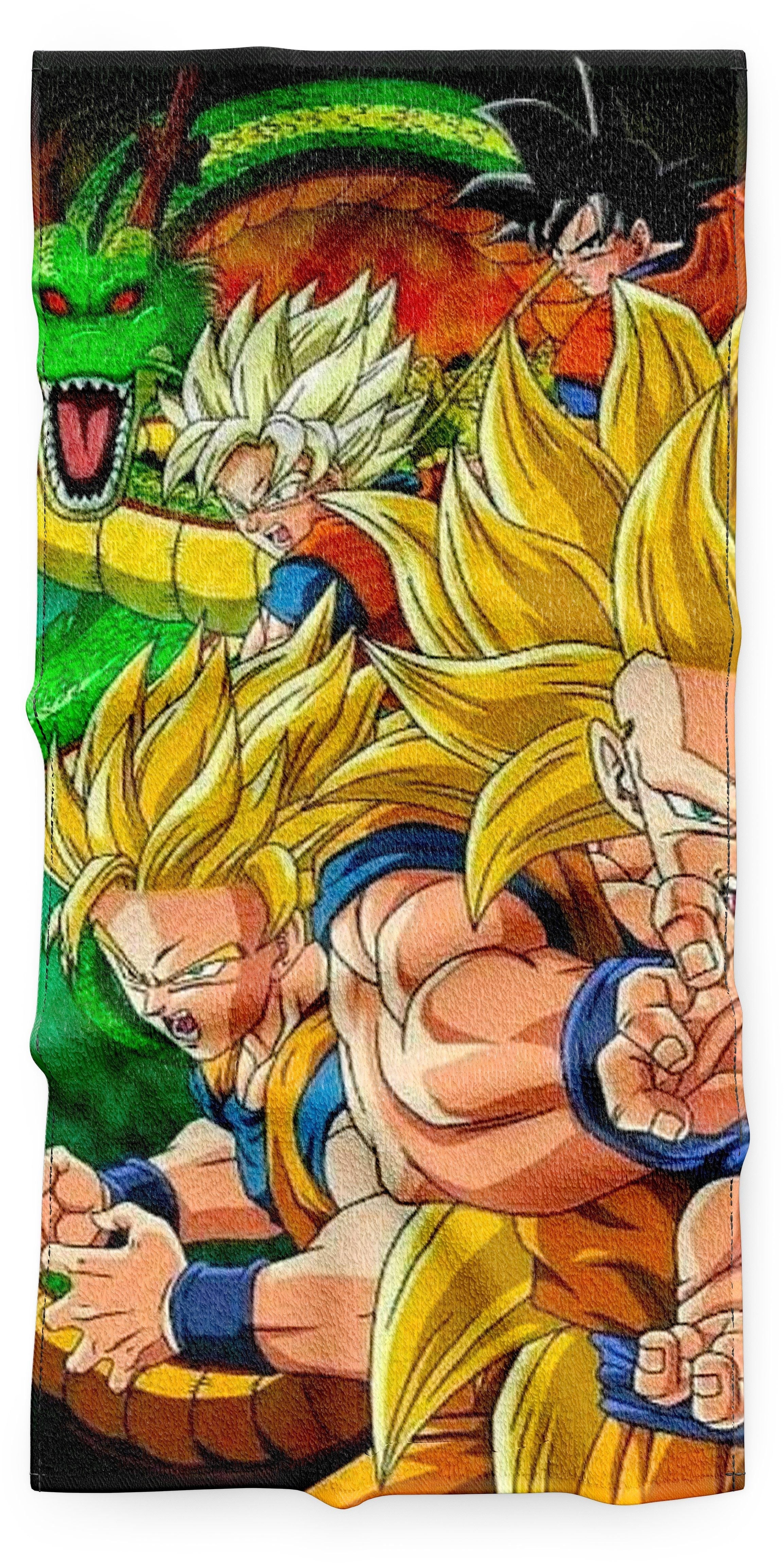 Serviette Dragon Ball Z Super Saiyan à formes, taille au choix