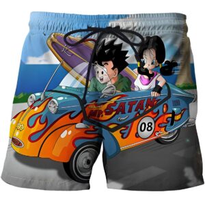 Short de bain Dragon Ball avec Gohan et Videl, tailles S à 8XL