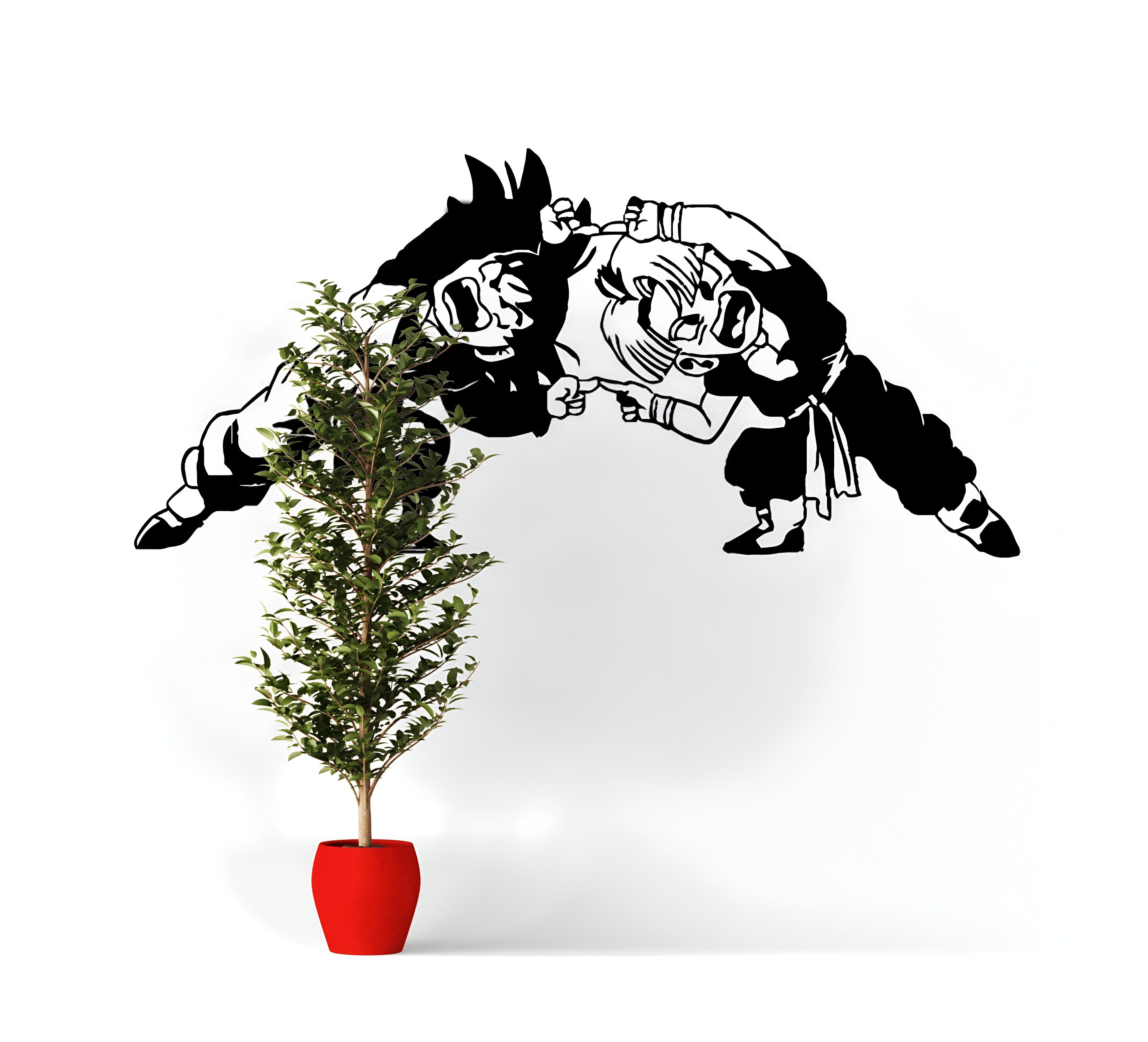 Sticker mural Dragon Ball Goten et Trunks noir et blanc