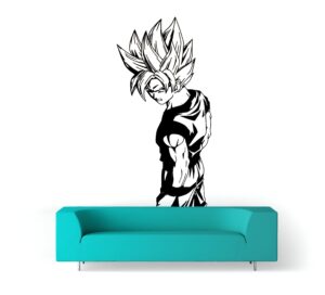 Sticker mural Son Goku Super Saiyan Dragon Ball en noir