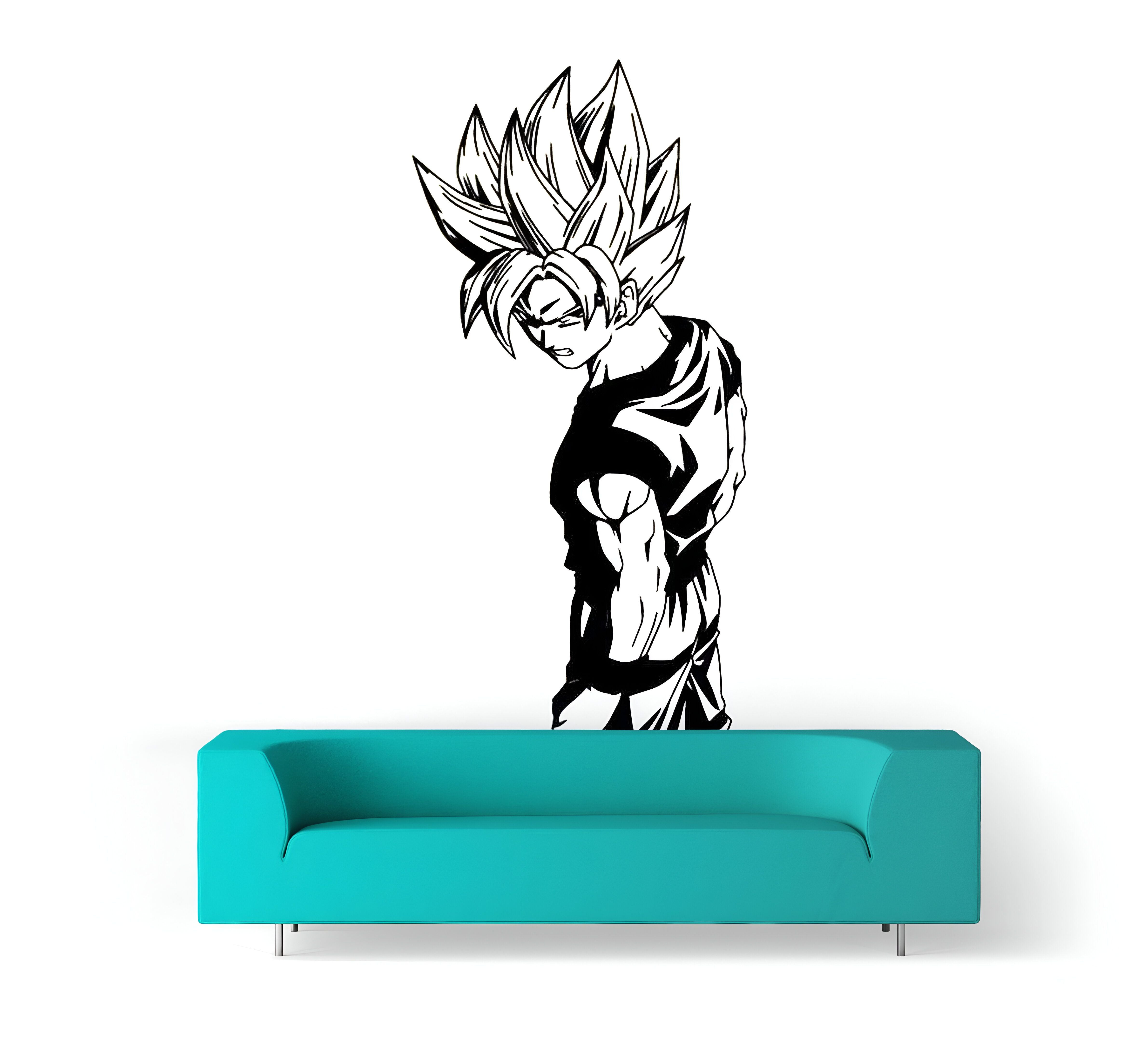 Sticker mural Son Goku Super Saiyan Dragon Ball en noir