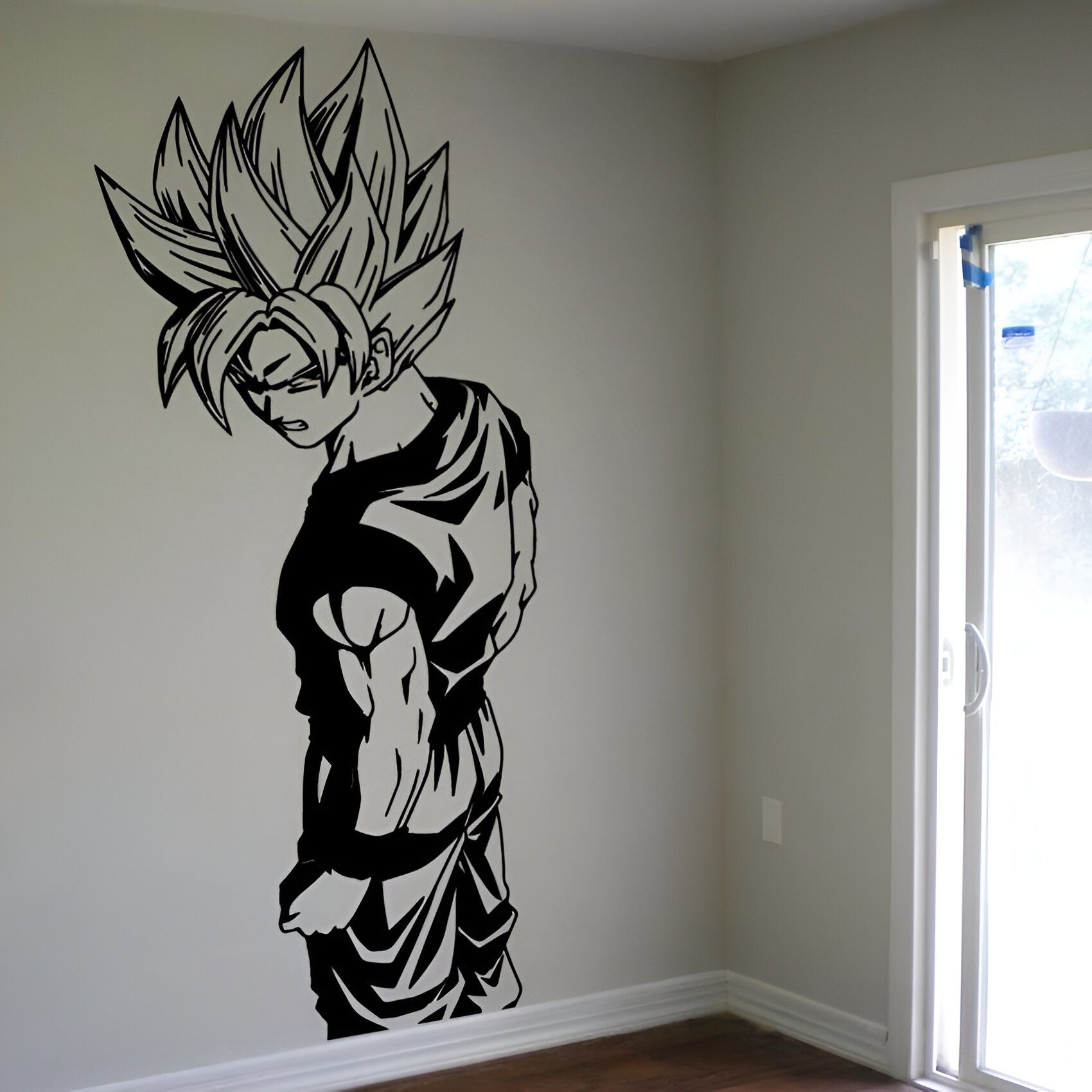 Sticker mural Son Goku Super Saiyan Dragon Ball en noir – Image 2