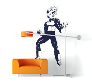 Sticker mural Vegeta Super Saiyan noir Dragon Ball