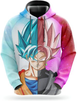 Sweat Dragon Ball Super avec Goku Blue et Goku Rosé