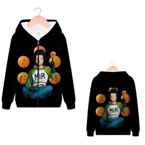 Sweat Zip DBZ Androïde C-17 Tailles S à 4XL