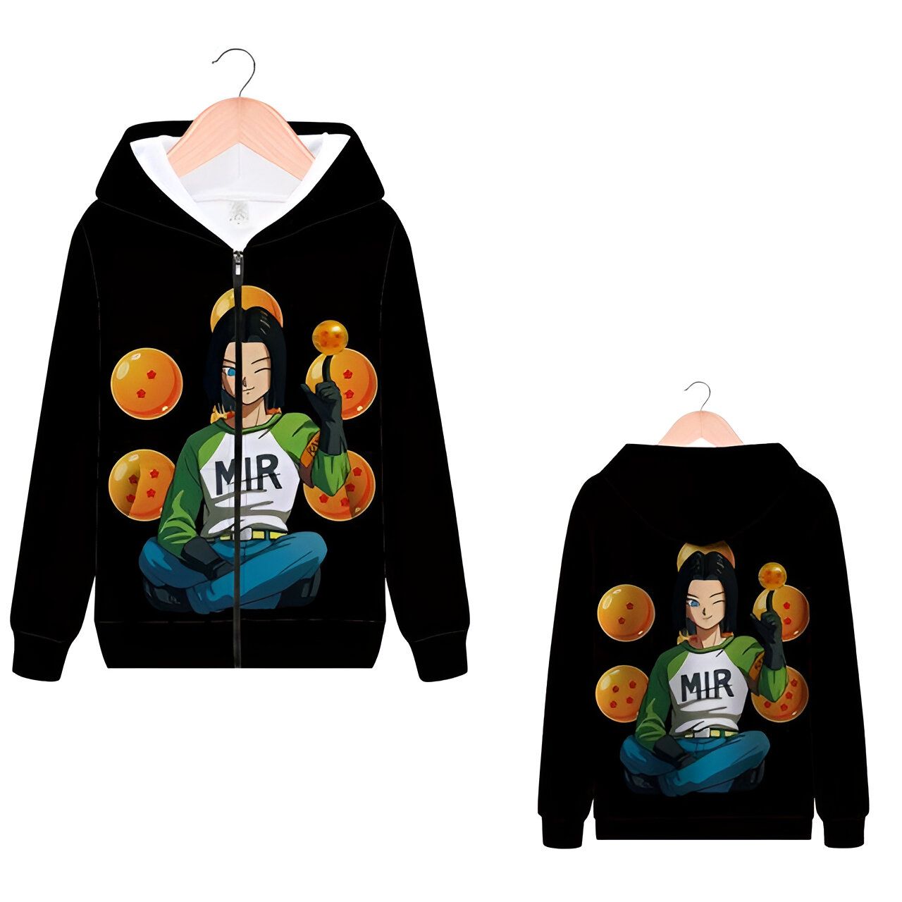 Sweat Zip DBZ Androïde C-17 Tailles S à 4XL