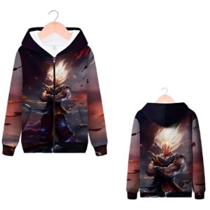 Sweat Zip DBZ Fanart Saiyan jusqu'à 4XL