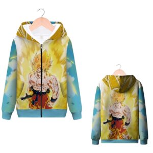 Sweat Zip DBZ Goku Super Saiyan 2 jusqu'à 4XL