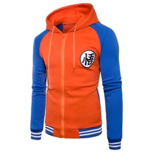 Sweat zippé Dragon Ball Z Kanji Go orange et bleu
