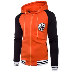 Sweat zippé DBZ Kanji Go orange et noir