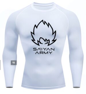 T-shirt Compression Long Saiyan Army Blanc 3XL