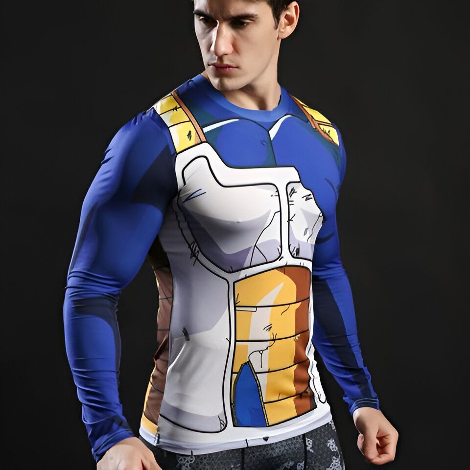 T-shirt de compression manches longues Dragon Ball Vegeta blessé – Image 2