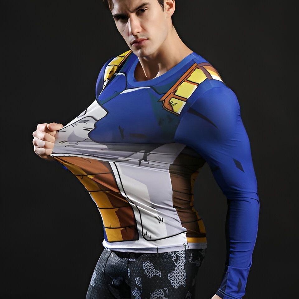 T-shirt de compression manches longues Dragon Ball Vegeta blessé – Image 4